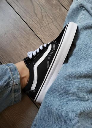 Женские кеды черные с белым vans old skool2 фото