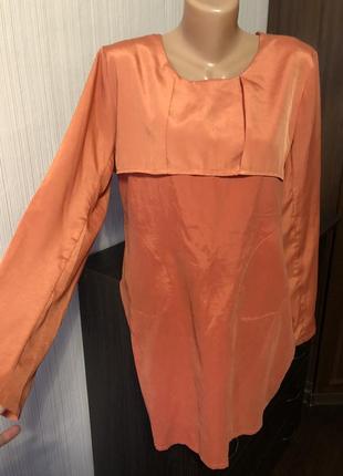 Оранжевое платье свободный  крой ретро винтаж