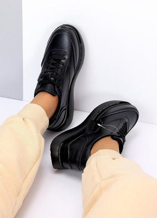 Осінні шкіряні чорні кросівки,якість супер2 фото