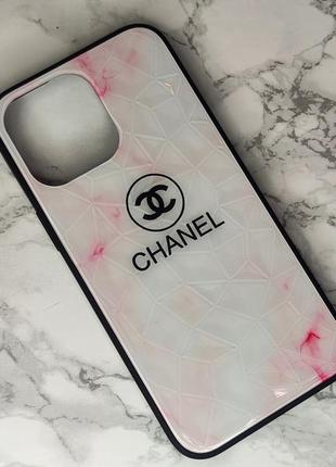 Чохол prism brand chanel на iphone 14 pro max рожевий