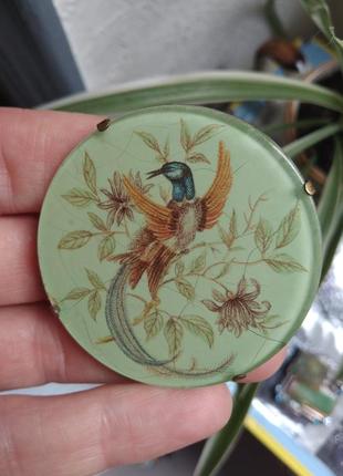 Брошь массивный круглый медальон жар птица франция1 фото