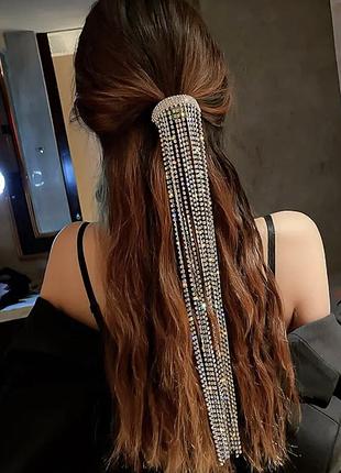 Украшение / заколка для волос с блестящими камешками новое ( 42 см)