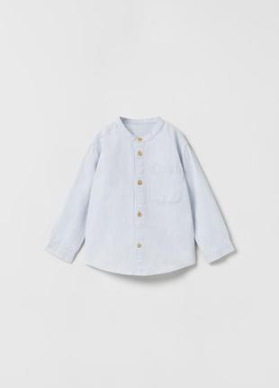 Рубашка голубая стойка zara р.110