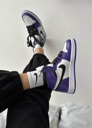 Женские кроссовки nike air jordan 1 retro purple court3 фото