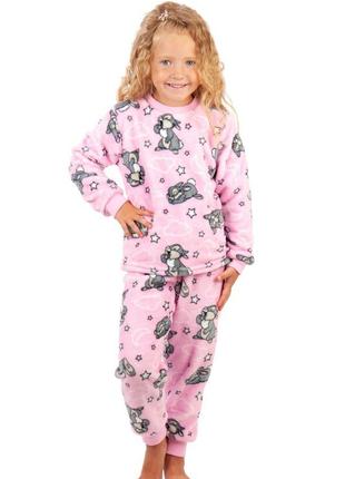 Тепла махрова піжама для дівчинки з єдинорогом, плюшевый комплект велсофт единорожка, тёплая пижама плюш с манжетами3 фото