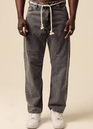 Ретро джинсы трубы качественные премиум трендовые мужские свободного кроя оверсайз1 фото