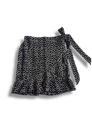 Черная юбка мини с цветами1 фото