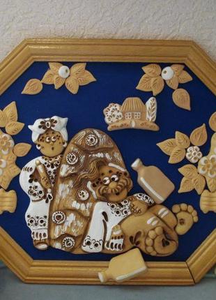 Панно, лепнина на холсте тиха украинская ночь