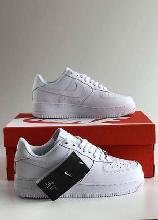 Мужские кроссовки белые кожаные nike air force 1 low white