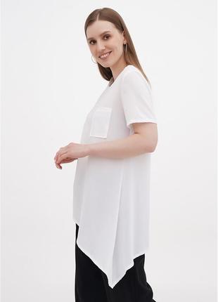 Блузка футболка модная длинная туника с карманом свободная молодежная женская оригинальная летняя 2б68 фото