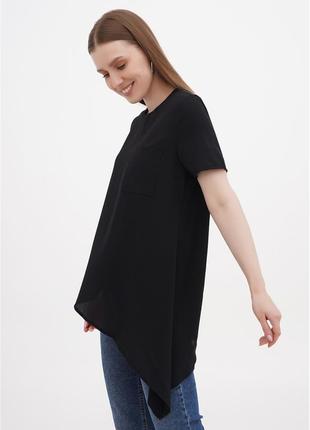 Блузка футболка модная длинная туника с карманом свободная молодежная женская оригинальная летняя 2б65 фото