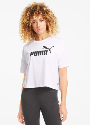 Белая женская футболка puma essentials logo women's tee новая оригинал из сша