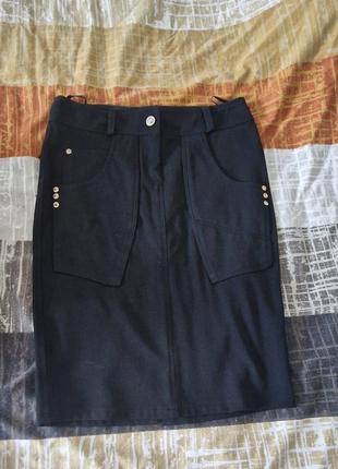 Черная юбка миди, школьная или офисная деловая, размер s, 36