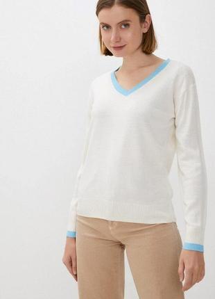 Бренду marks spencer колекційний білий з блакитним оздобленням чоловічий, жіночий, унісекс светр, джемпер.