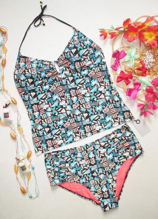 Шикарный купальник танкини батал принт абстракция tu 07-23 🌴🍹🌴