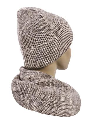 В'язаний комплект зимова тепла шапка та шарф снуд хомут жіночий хортенс2 фото