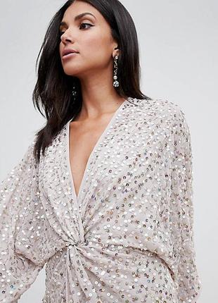 Стильное мини платье декоративное пайетками asos disign2 фото