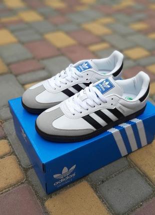 Кроссовки женские в стиле adidas samba белые с черным и серым тренд 2013 мужские