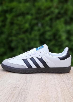 Кроссовки женские в стиле adidas samba белые с черным и серым тренд 2013 мужские2 фото