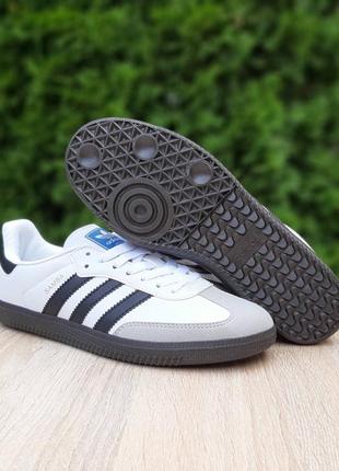 Кроссовки женские в стиле adidas samba белые с черным и серым тренд 2013 мужские3 фото