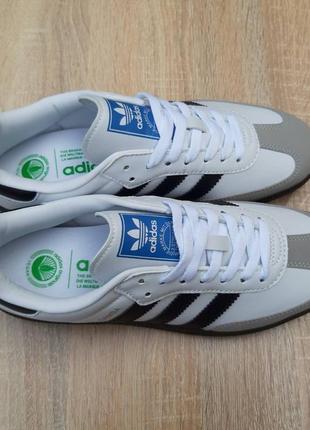 Кроссовки женские в стиле adidas samba белые с черным и серым тренд 2013 мужские5 фото