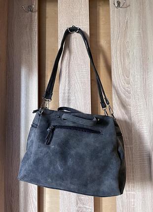 Сумка серая замш 2