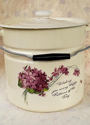 Ведро эмалированное с крышкой idilia "12242/25" (12л)1 фото