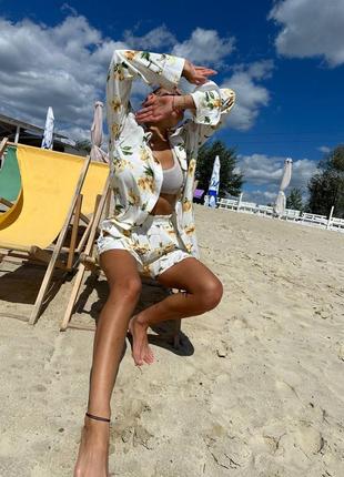 Льняной пляжный костюм3 фото