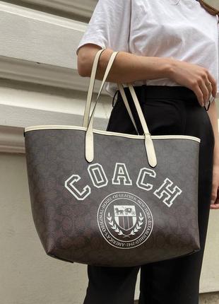 Женская кожаная сумка большая  шоппер coach3 фото