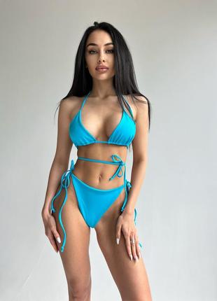 Купальник лиф треугольники на завязках и плавки стринги, купальник со стрингами на завязках