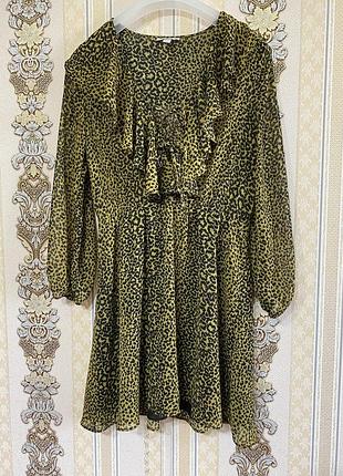 Стильное легкое летнее платье, чёрное с оливковым платье, сукня