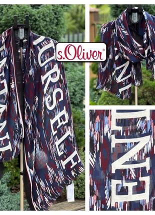 S.oliver роскошный большой шарф палантин хлопок/вискоза принт/надпись оригинал
