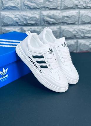 Adidas classic кроссовки белые с эмблемой подростковые / женские размеры 36-402 фото