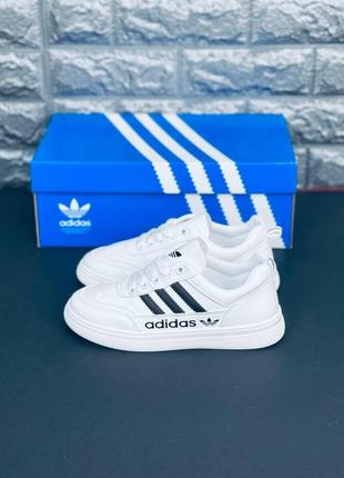Adidas classic кроссовки белые с эмблемой подростковые / женские размеры 36-409 фото