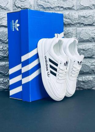Adidas classic кроссовки белые с эмблемой подростковые / женские размеры 36-408 фото