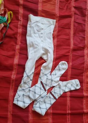 Колготи білі з малюнком