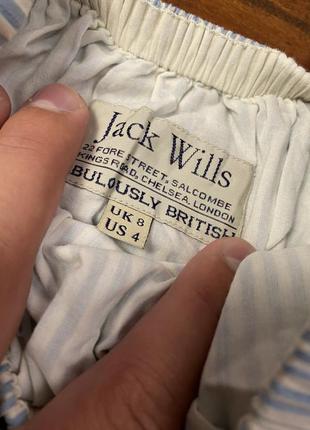 Женский полосатый хлопковый топ jack wills (джек виллс срр идеал оригинал бело-голубой)6 фото