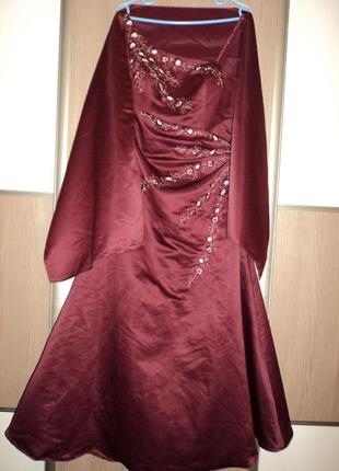 Платье длинное в пол вечернее выпускное вышито бисером4 фото