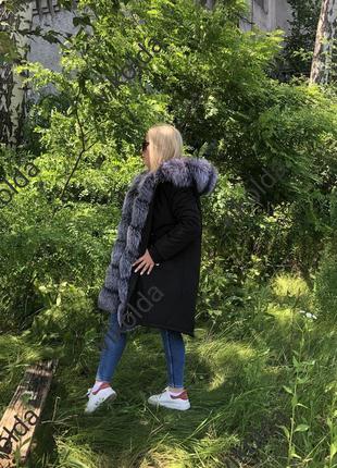 Женская зимняя куртка парка с натуральным мехом чернобурки с 44 по 585 фото