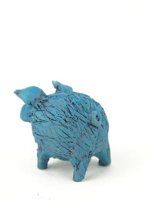 Фигурка свиньи свинка синяя декоративная pig figurine3 фото