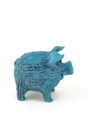 Фигурка свиньи свинка синяя декоративная pig figurine4 фото