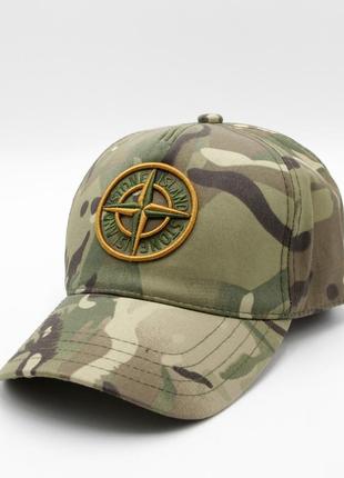 Стильная бейсболка с логотипом stone island, кепка стон айленд мужская/женская мультикам, бейс лето 60р.