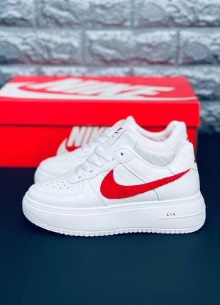 Nike force кроссовки белые с красными эмблемами женские размеры 36-312 фото
