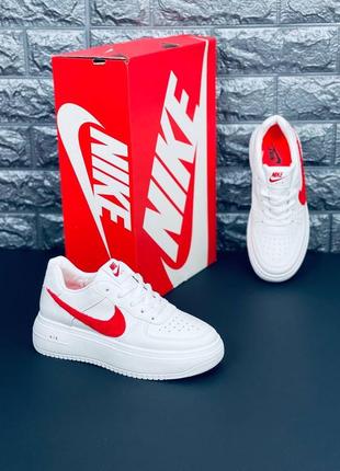 Nike force кроссовки белые с красными эмблемами женские размеры 36-318 фото