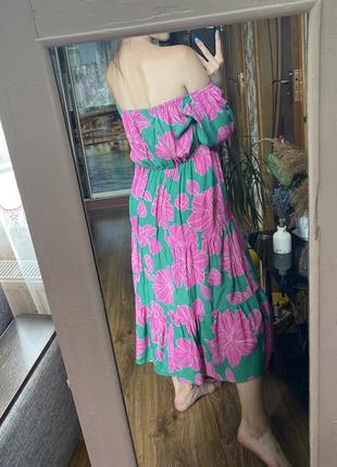 Ярусное шикарное платье миди в цветы 🌸5 фото