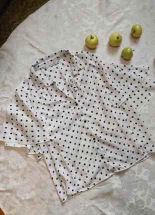 Белая блузка с принтом горохи от zara