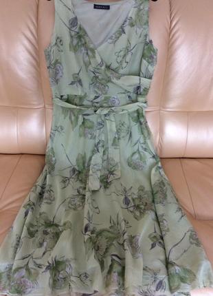 Платье миди новое коттон+шелк цвет лайм  италия1 фото