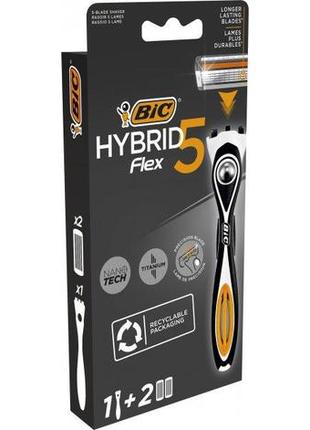 Станок для гоління чоловічий bic flex 5 hibrid з 2 змінними картриджами (3086123644922)