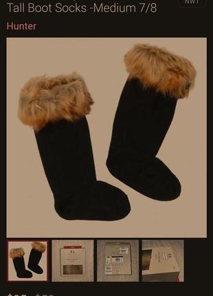 Детские флисовые носки с меховой опушкой для резиновых сапог hunter tall boots socks6 фото