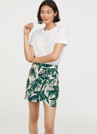 Юбка мини в тропический принт h&amp;m 5